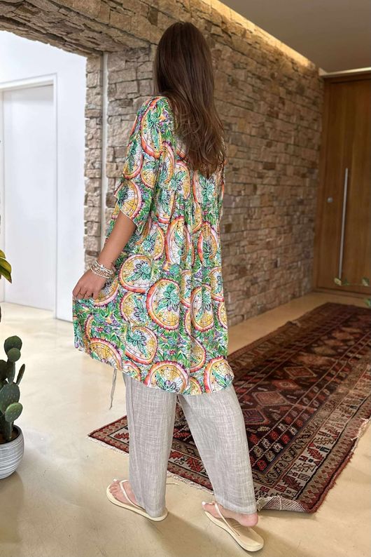 Made in Italy Cosmic Smock Tunic Greens 